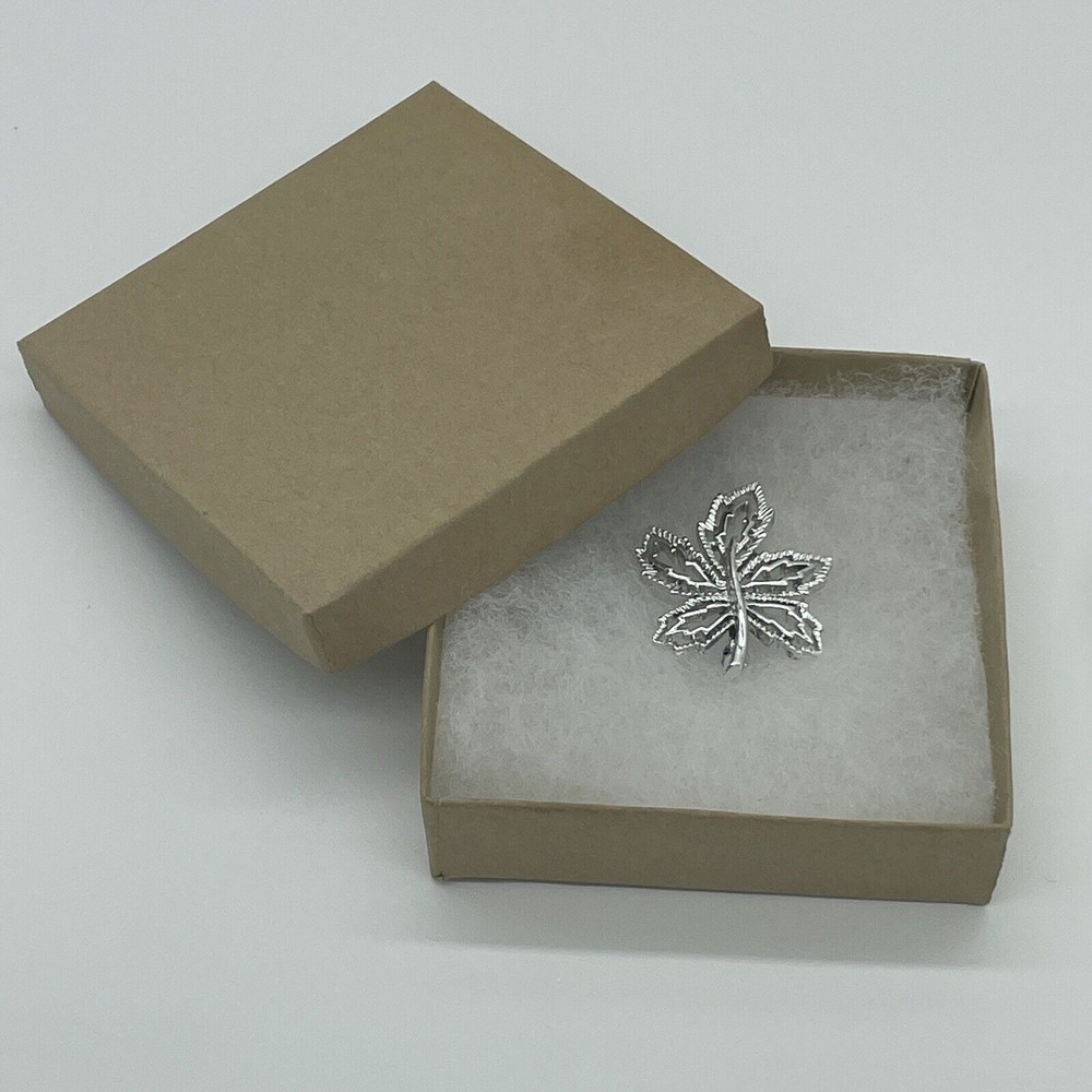 Vintage Brooch Maple Leaf Silver Ornate